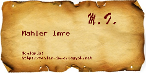Mahler Imre névjegykártya
